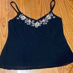 Women’s Sheer Black Dress Barn Embellished Dress Top Sz 12